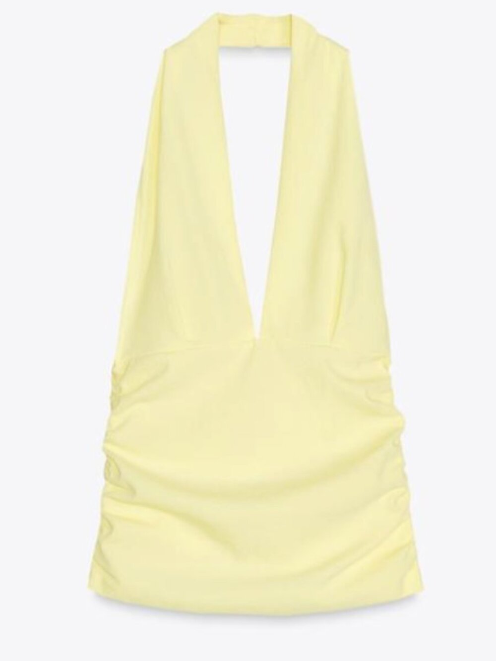 Zara Yellow Haltered Ruche Top